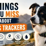 Border Collie wearing a GPS tracking collar outdoors