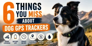 Border Collie wearing a GPS tracking collar outdoors