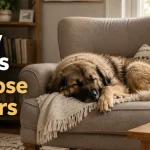 Dog sleeping comfortably on a soft indoor chair