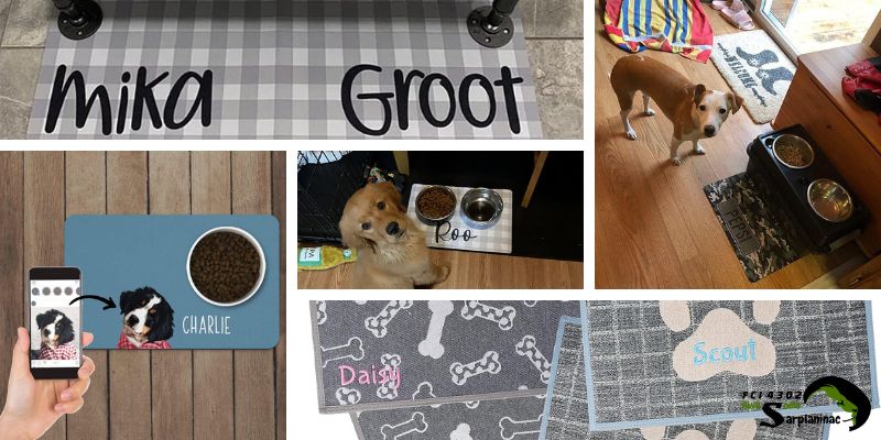 personalized dog food and water mats
